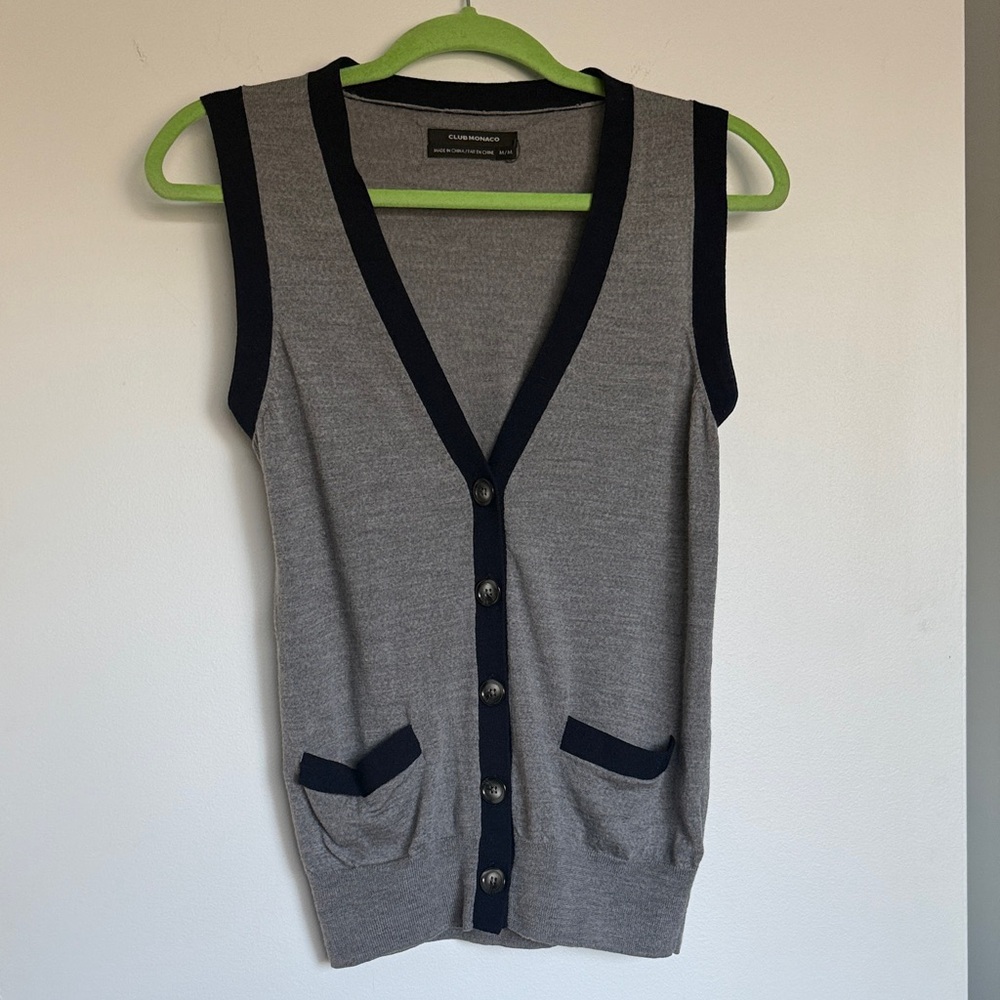 Club Monaco Gray and Black Trim Vest